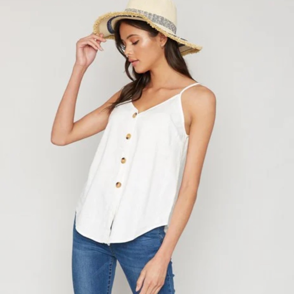 White Button Down Tank